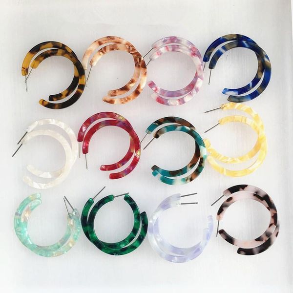

charm ujbox 2021 leopard colored acetate hoop earrings women acetic acid statement party summer beach gift, Golden