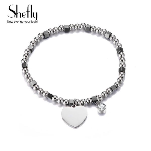 

stainless steel beads bracelet for women cubes and beads strand adjustable bracelets charms statement jewelry girl gift 2020 new, Black