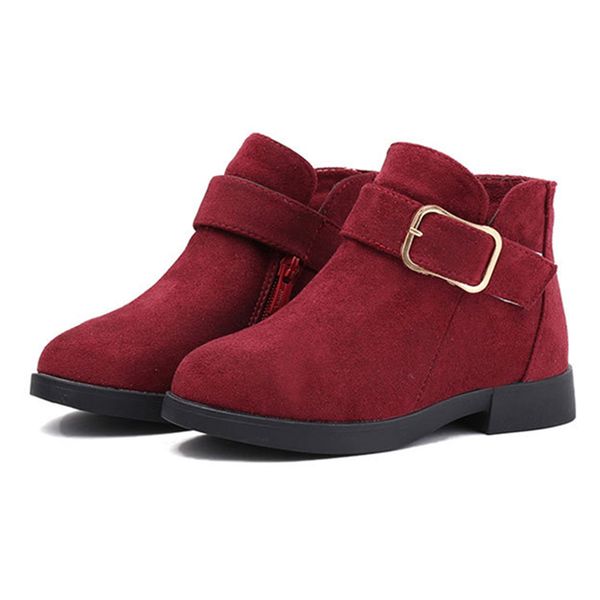 

children brown wine red buckle suede leather martin for big girls ankle boots autumn winter new 2020 6 9 8 10 12 years old, Black;grey