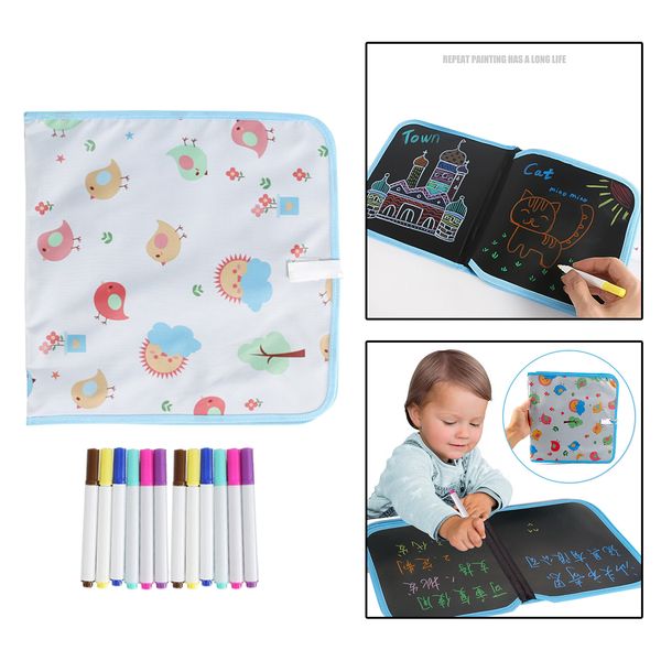 

erasable drawing pad toy, car travel airplane game, waterproof reuse portable writing board for children toddlers boys girls gift