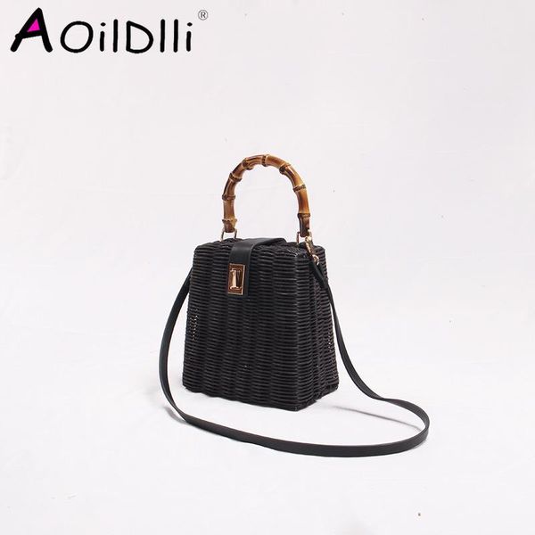 

2020 new women rattan bag straw bag ins portable bamboo woven diagonal beach holiday beach