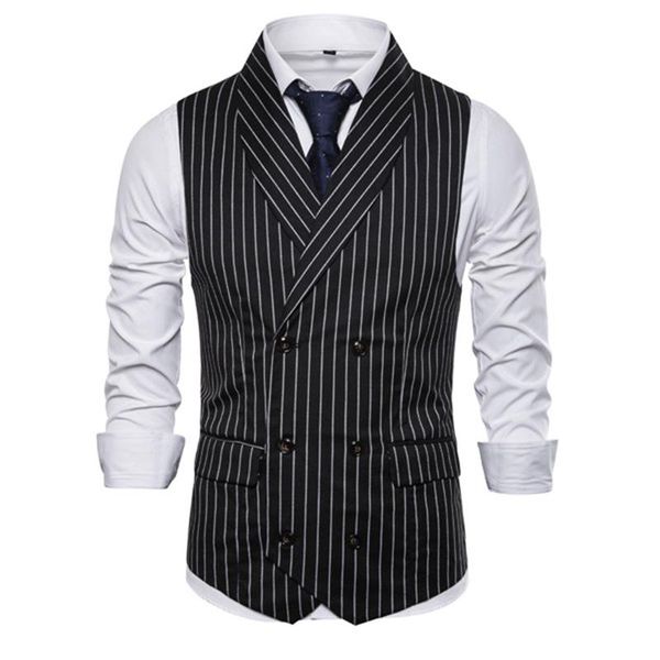 

men's vests british style vest men slim fit business mens dress 2021 arrival herringbone wedding suit male waistcoat gilet homme, Black;white