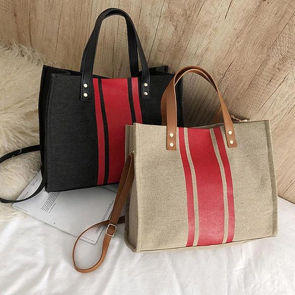 

women handbag large capacity shoulder bags stripe color block canvas bag shoulder bags ladies wild