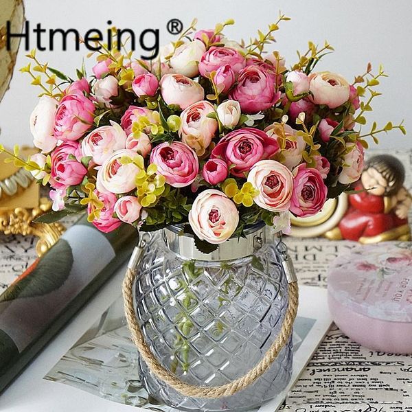 

decorative flowers & wreaths mini roses artificial for the wedding decoration home fake plants leaves silk door wreath diy accessories