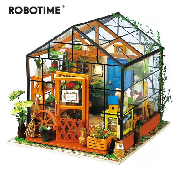 

robotime 5 kinds diy doll house with furniture children miniature dollhouse wooden kits toy dg y200704