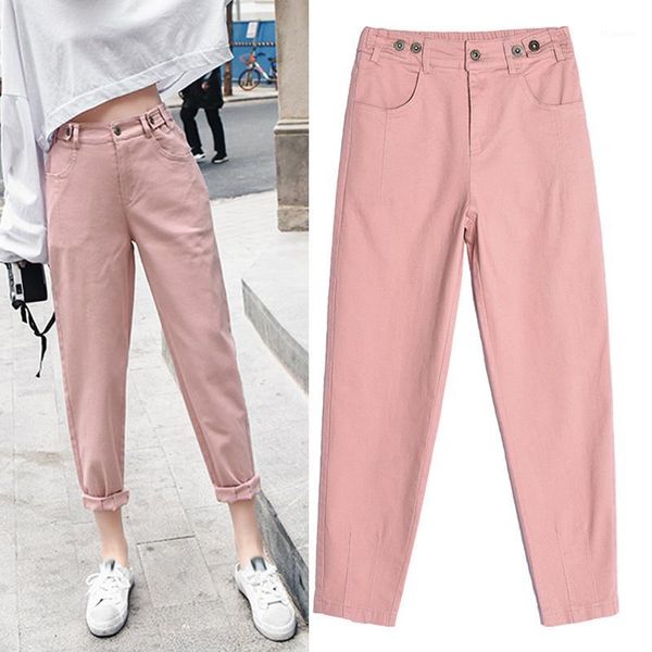 

woman denim jeans high waist plus size skinny casual jeans for women 2020 new spring summer harem pants pink beige brown black1, Blue