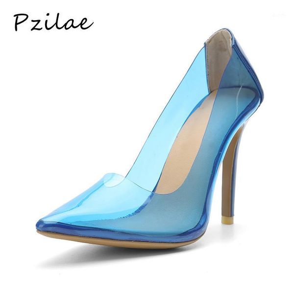 

pzilae 2021 fashion shoes women thin heels pvc super high heels pumps shoes big size women lady party nightclub pumps1, Black