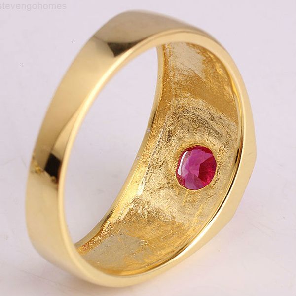 

factorymrmsmen ring yellow solid silver gold 5mm color center stone fashion jewelry selectable size 10 to 13 r524g sh190927