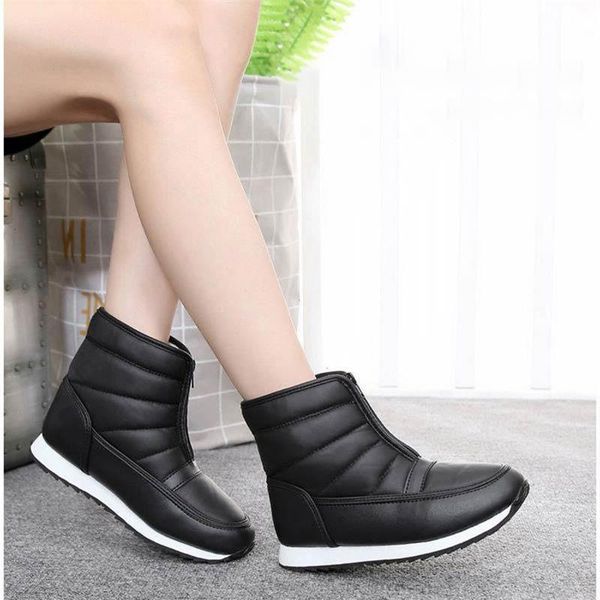 

boots 2021 fashion warm plush casual shoes woman winter women solid snow waterproof ladies ankle, Black