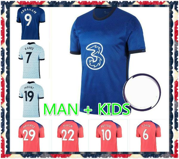 

20 21 pulisic ziyech werner abraham mount havertz cfc kante soccer jerseys t.silva 2021 football shirt kids kits sock children sets uniform, Black;yellow