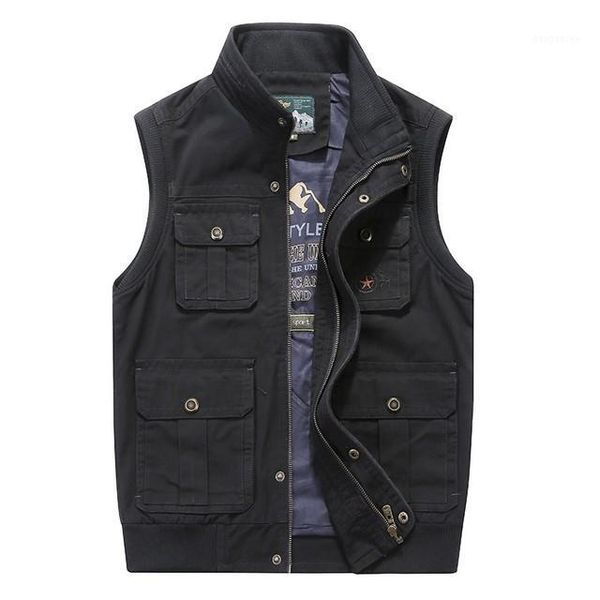 

plus big size 6xl 7xl 8xl clothing autumn mens vests sleeveless jacket cotton casual multi pocket vest male waistcoat coat1, Black;white