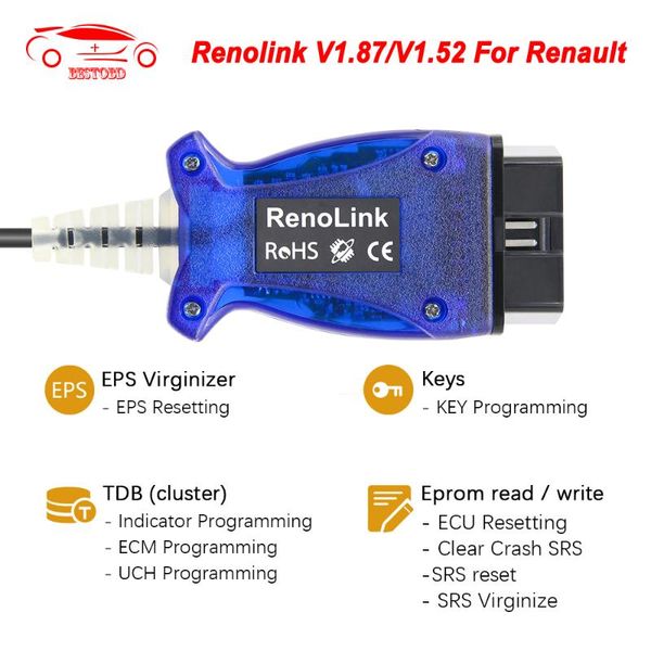 

for renolink v1.87 obd2 ecu programmer airbag reset tool obd obd2 car diagnostic auto tool ecm uch key programmer