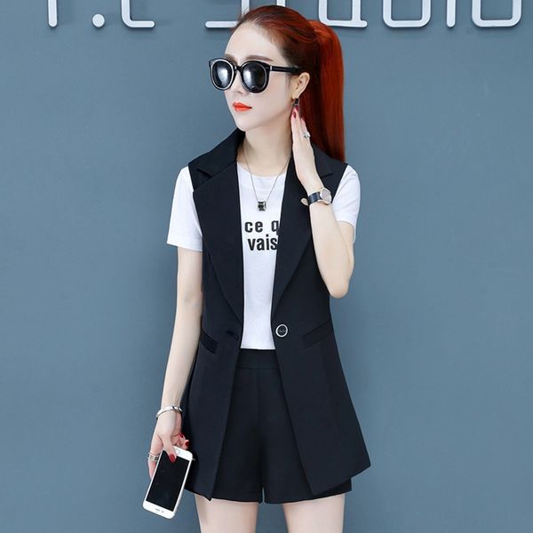 

blazer suit women's fashion casual wide leg 2020 new summer foreign styleage reduction temperament three piece set shorts and shorts 5x, Gray