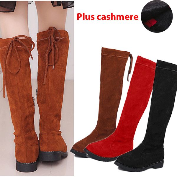 

over long tube high girl shoes knee children 2020 autumn and winter warm princess girls boots, Black