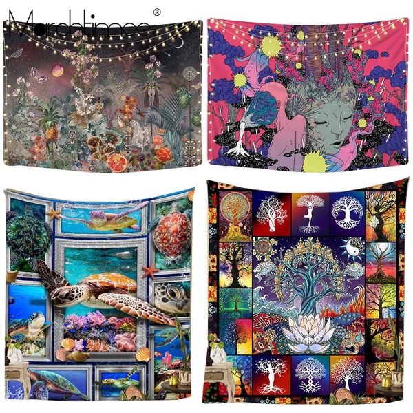 

hippie home decor wall tapestry blanket mandala wall hanging tapestry psychedelic tree girl pattern yoga mat throw beach carpet