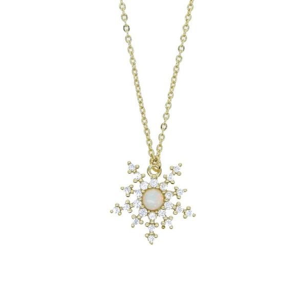 

chokers luxury gold color snowflake necklace opal snow flower pendants choker dainty for women fashion jewelry, Golden;silver
