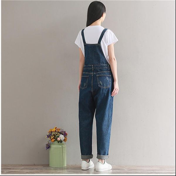 

denim jumpsuit women denim jeans pants suspender vintage casual trousers pockets tassel womens jeans rompers overalls, Black;white