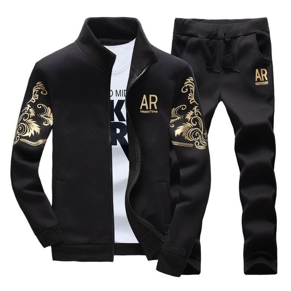 

for men sportwear suit fitness brand clothing zipper outwear 2pc jacket+pants sets male tracksuit moletom masculino