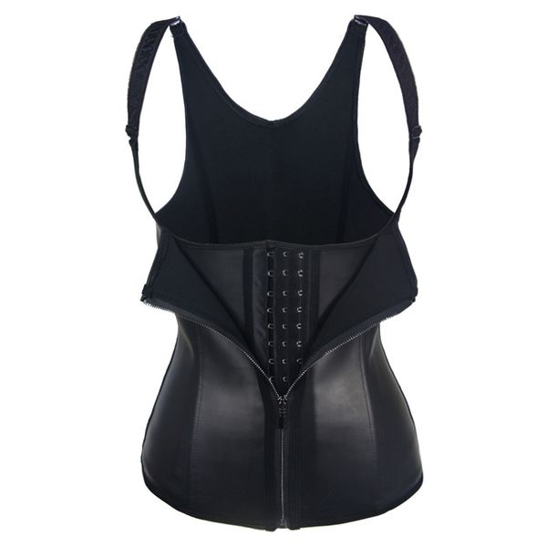 

wholesale- zip latex waist trainer tummy control women waist bodycon corsets cincher body shaper bodysuit vest underwear postpartum girdle, Black;white