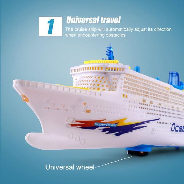 

simulation music car lighting and model cruise children's ship universal electric toy boat