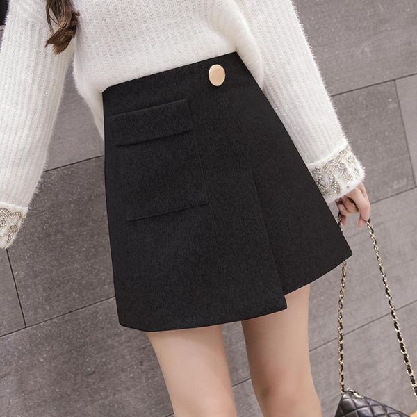 

new 2021 irregular chess womanhood autumn winter women thick women's short skirts femme y352 b4f8 ev9j, Black
