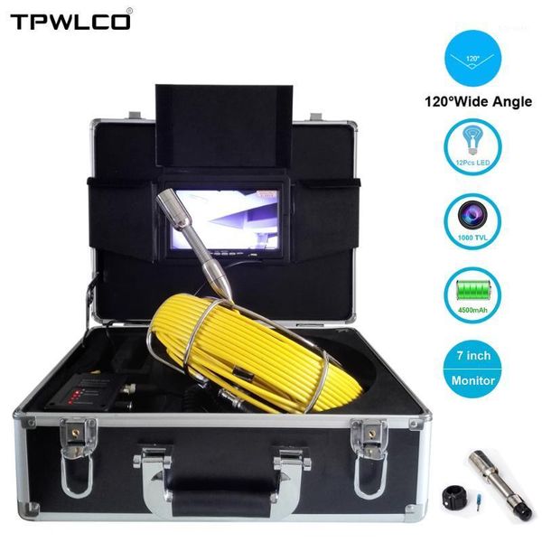 

23mm ip68 waterproof snake pipe inspection camera 7inch lcd 20m cable industrial sewer drain endoscope video camera1