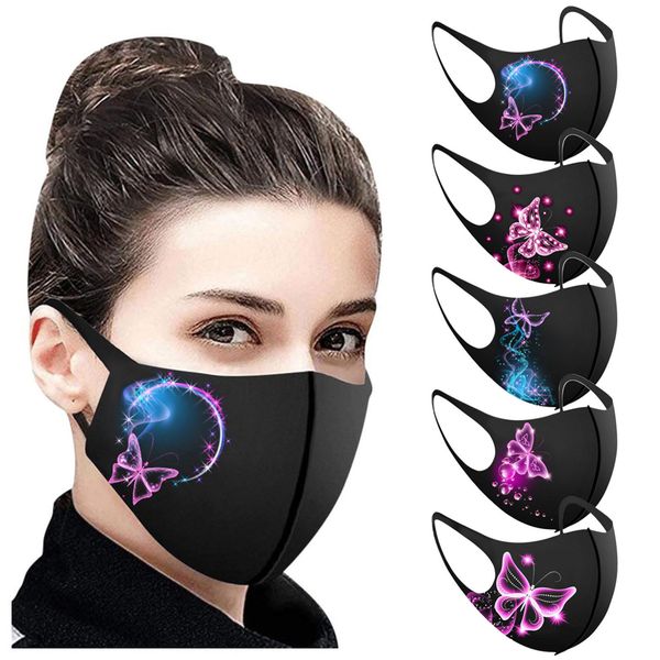 

prints new face 5pc winter fabric mask protection facial mouth caps washable christmas party kids cotton mask#yl5