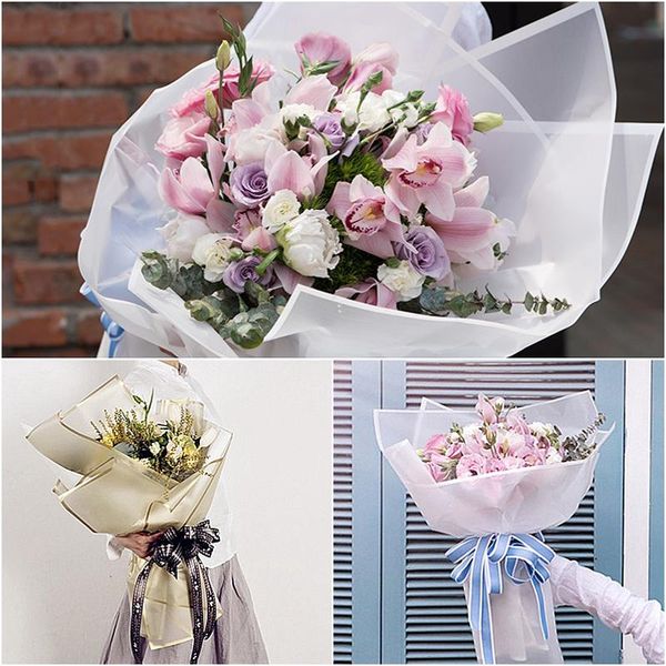 

gift wrap 20pcs flower packaging paper frosted florist pvc plastic luxury multi-color handmade wrapping bouquet pack supplies tslm1
