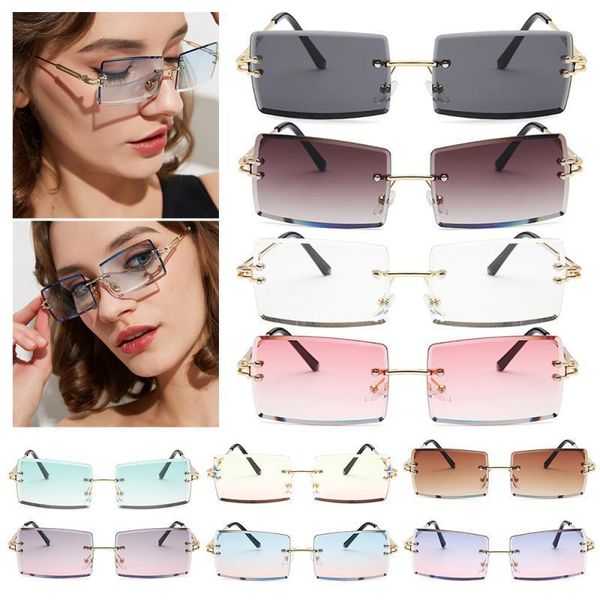 

good metal glasses beach retro sunglasses rectangular women's riding square rimless match motorcycle pwaxr, White;black