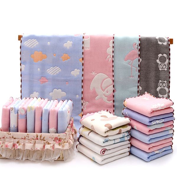 

25*50cm pure baby cotton children's towel cotton jacquard 6-layer gauze children's towel manufacturers direct baby face towel