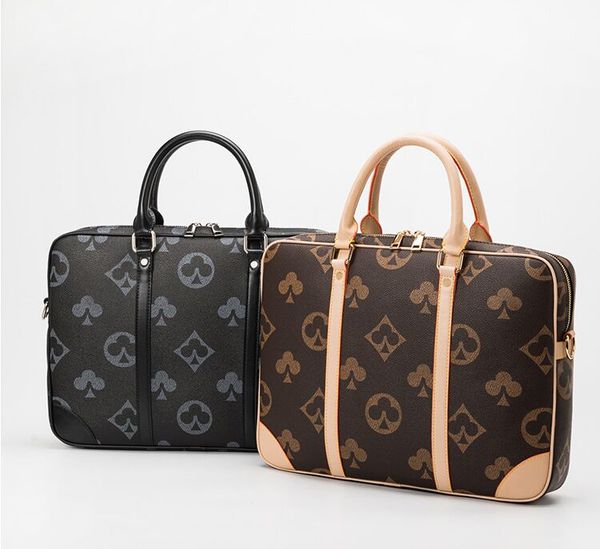 

women shoulder bags briefcase black leather designer handbag business lapmessenger with nameplates totes men's luggage computer bag