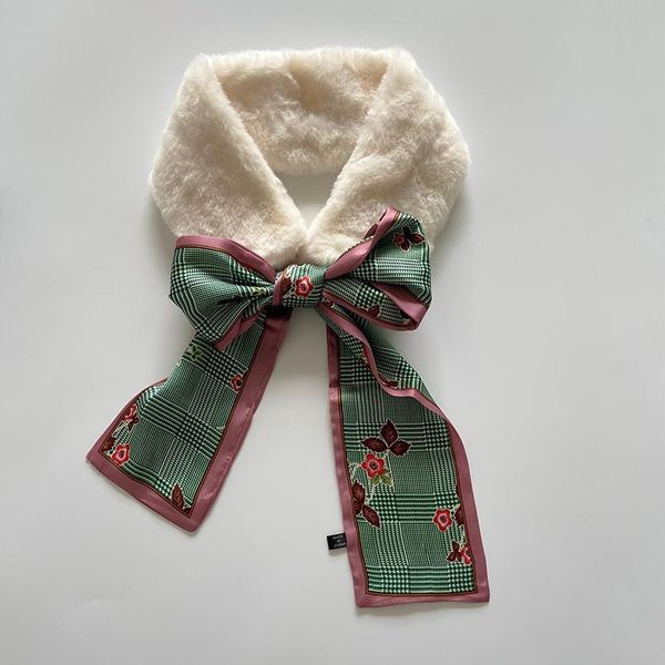

scarves 2021 soft women faux fur collar scarf plush neck warmer winter shawl wrap girl children muffler luxury, Blue;gray