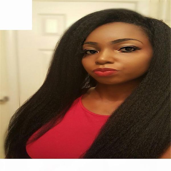 

2016light italian yaki silk glueless full lace wigs yaki straight silk base wigs brazilian human hair with baby hair, Black;brown