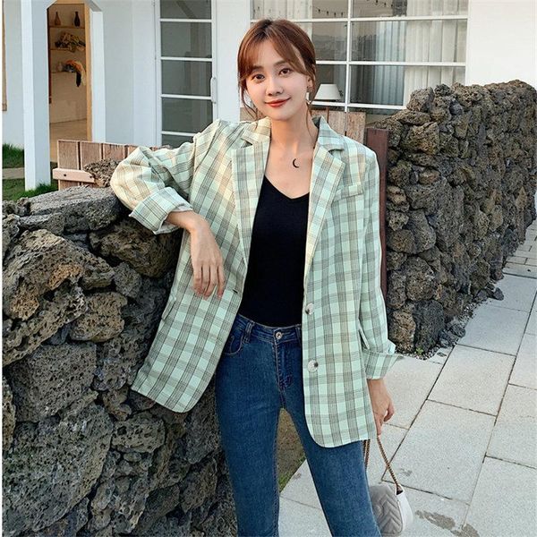 

women's suits & blazers alien kitty stylish slender autumn plaid chic plus size casual 2021 all match feminine women loose office ladie, White;black