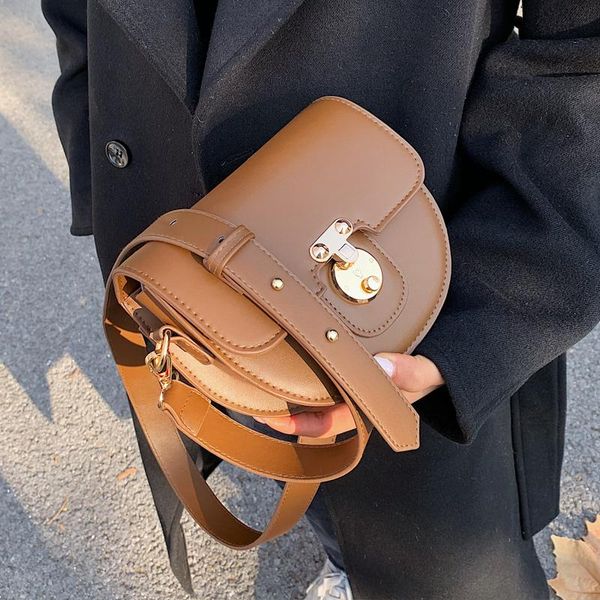 

shoulder bags vintage pure color mini 2021 winter leather women's designer handbag lock crossbody purses