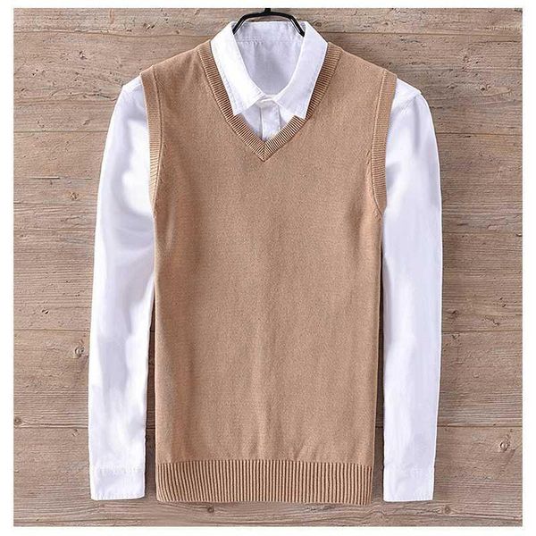 

mens 100% cotton 2018 masculino sleeveless knitting vest casual mens v-neck knit sweaters vest fashion male clothing1, Black;white