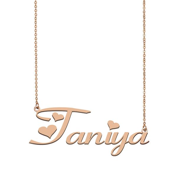 

taniya name necklace custom nameplate pendant for women girls birthday gift kids friends jewelry 18k gold plated stainless steel, Silver