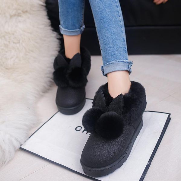 

winter warm women boots 2020 new fashion winter flats boots women shoes sweet casual shoes woman botas mujer invierno 2020, Black
