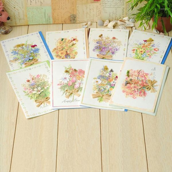 

beautiful 3d half fold birthday card colorful flowers invitation postcard wedding party holiday card 1pcs1