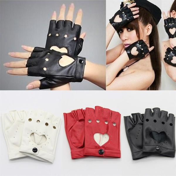

five fingers gloves women pu leather fingerless solid female half finger driving fashion pole dance performance dancing, Blue;gray