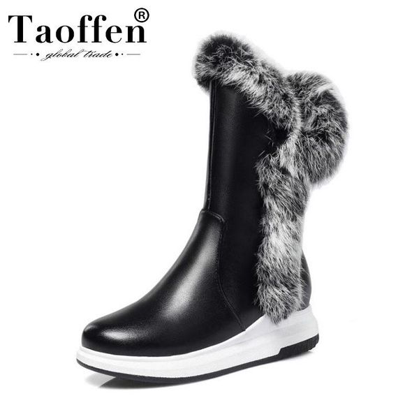 

taoffen 2020 office ladies mid calf boots daily brand casual black boots winter snow shoes woman footwear size 33-43
