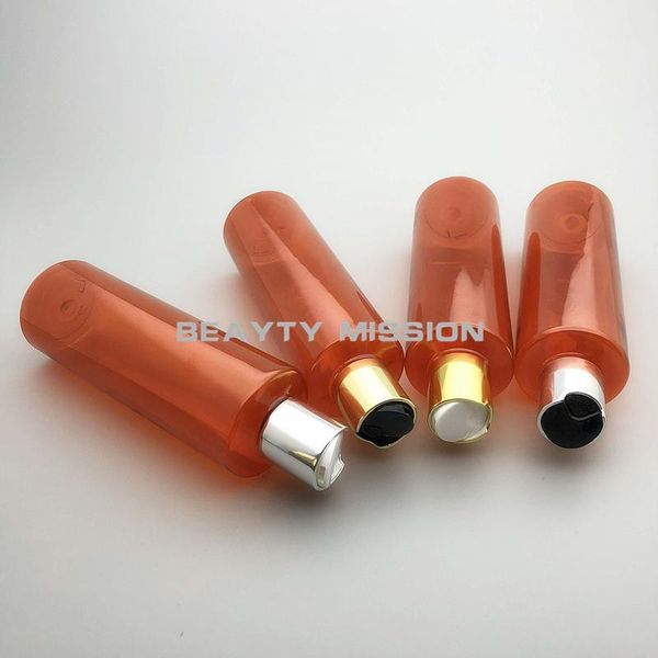 

storage bottles & jars beauty mission 250ml 24 pcs/lot red empty plastic shampoo pet bottle with gold/silver disc cap, cream/essential o