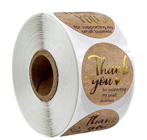 

500pcs thank you for supporting my business kraft stickers with gold foil round labels sticker for small shop h jllpsh bdebag