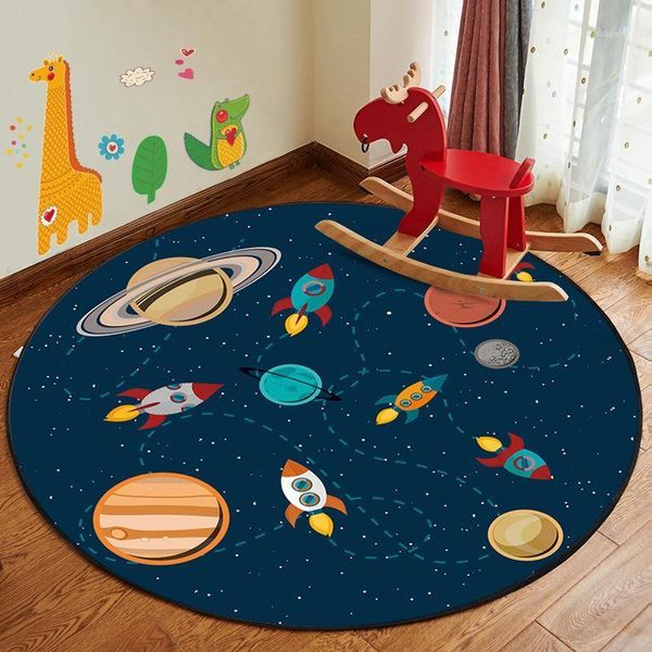 Cartoon Universe Planet Runde Teppich Benutzerdefinierte Computerstuhl Wohnzimmer Modern Minimalistische Kinder Schlafzimmer Nachttischmatte Dekoration Teppiche