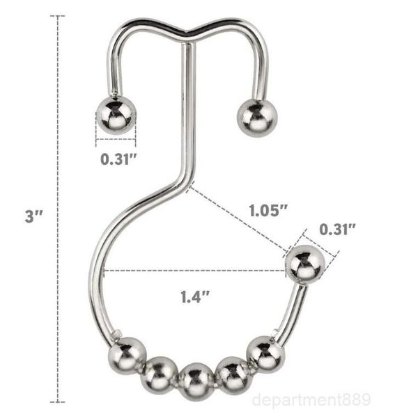 

a-stainless steel curtain rings metal double glide shower hooks for bathroom rods curtains owd206