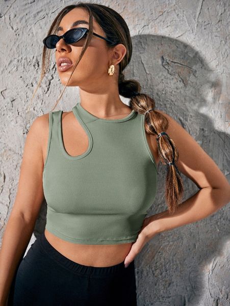 

asymmetrical neck rib-knit crop e4eo#, White