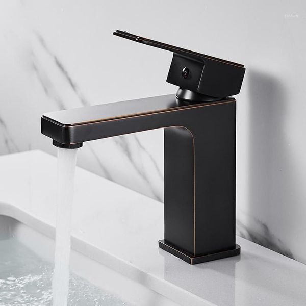 

black brass basin faucet single handle waterfall basin mixer tap & cold bathroom faucets sink waterfall faucet1