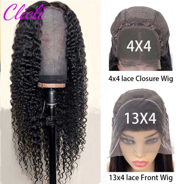 

lace wigs deep wave 13x4 front human hair deepwave frontal wig 30 inch brazilian 4x4 closure remy, Black;brown