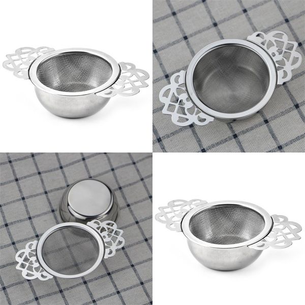 

304 stainless steel tea leaking metal tea strainer mesh infuser reusable teapot kitchen tool with handles tea accessories set 41 p2