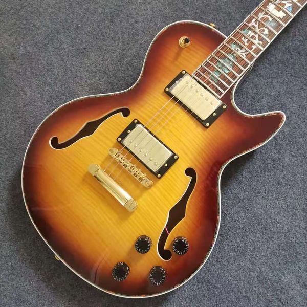 

custom electric guitar yellow color golden hardwa